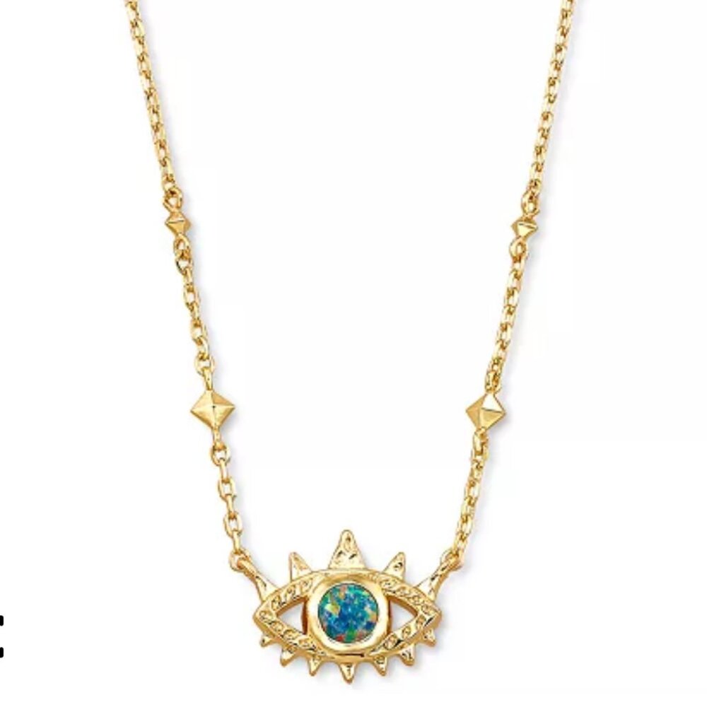 Kendra Scott Gemma Pendant Necklace – Gold Tone with Kyocera Opal